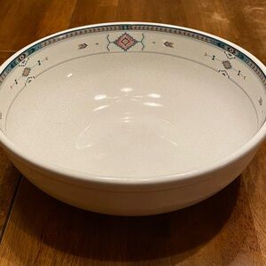 Studio Nova White Bowl with Colorful Patterned Rim